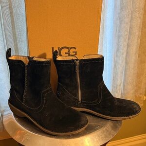 UGG Black Suede Side-Zip Ankle Boots